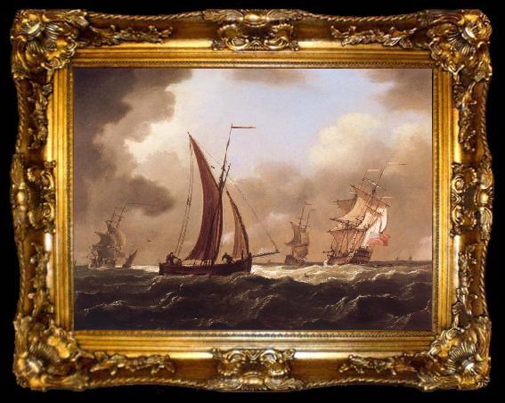 framed  Francis Swaine Small craft at sea in a stiff breeze, ta009-2